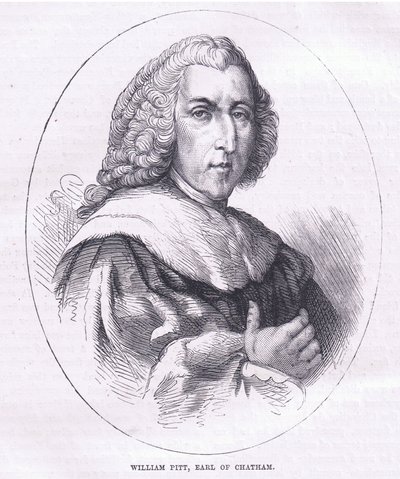William Pitt, Conde de Chatham, ilustração de Cassell History of the United States publicada por Cassell, Petter & Galpin, c.1900 (litho) de American English school
