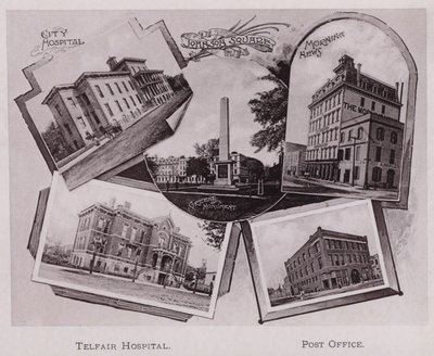 City Hospital; Johnson Square; Greene Monument; Morning News, Telfair Hospital, Correios (foto a p/b) de American Photographer (after)