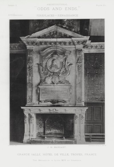 Lareira: Grande Salle, Hotel De Ville, Troyes, França (foto a p/b) de American Photographer (after)