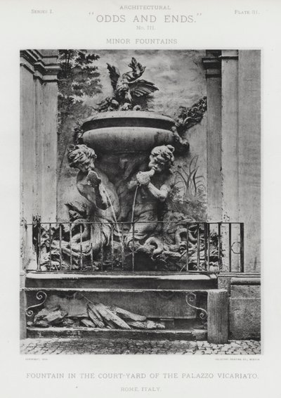 Fonte no pátio do Tribunal do Palazzo Vicariato, Roma, Itália (foto a p/b) de American Photographer (after)