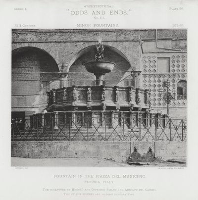 Fonte na Piazza Del Municipio, Perugia, Itália (foto a p/b) de American Photographer (after)