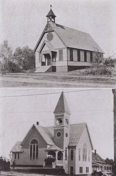 Old Orchard Beach, Maine: São João junto ao mar, Igreja Episcopal, Igreja Metodista (foto a p/b) de American Photographer (after)