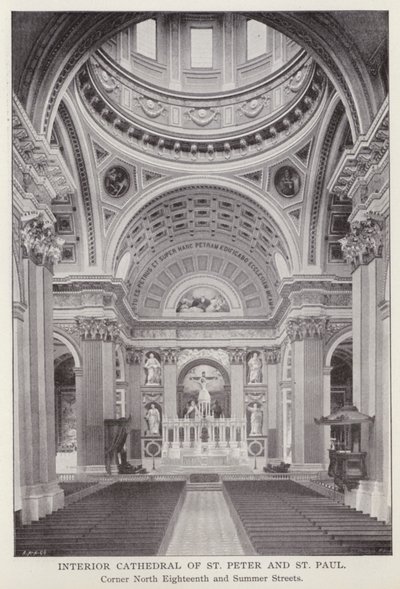 Philadelphia: Catedral Interior de São Pedro e São Paulo, esquina das ruas 18 e Verão (foto a p/b) de American Photographer (after)