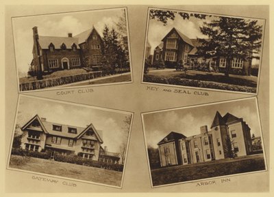 Universidade de Princeton: Court Club; Clube da Chave e do Selo; Gateway Club; Arbor Inn (foto a p/b) de American Photographer (after)