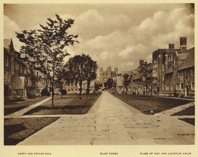 Universidade de Princeton: Henry e Foulke Hall; Blair Tower; Turma de 1901 e Laughlin Halls (foto a p/b) de American Photographer (after)