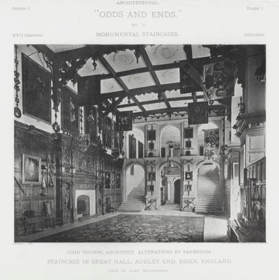 Escadaria no Great Hall, Audley End, Essex, Inglaterra (foto a p/b) de American Photographer (after)