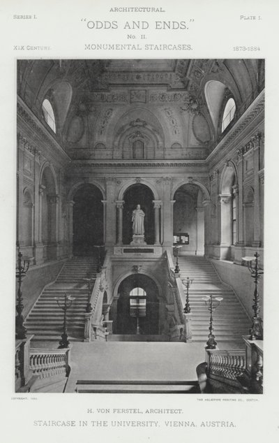 Escadaria na Universidade, Viena, Áustria (foto a p/b) de American Photographer (after)