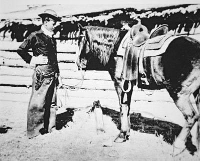 Butch Cassidy (1866-1908/09) com o seu cavalo (foto a p/b) de American Photographer
