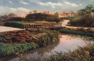 Chicago: Caminhos sinuosos e pontes pedonais na nova secção do Humboldt Park, zona noroeste (fotografia a cores) de American Photographer