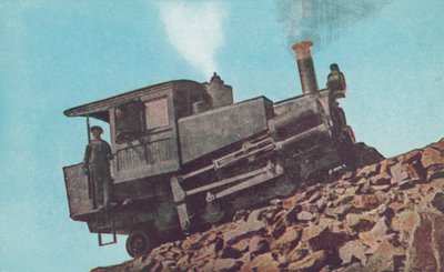Motor de estrada com rodas dentadas a subir o Pikes Peak, Colorado (fotografia a cores) de American Photographer