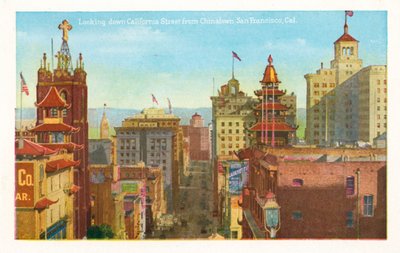 Vista da California Street a partir de Chinatown, São Francisco, Califórnia (fotografia a cores) de American Photographer