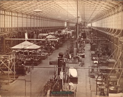 Hall de Máquinas, South Avenue, Exposição Internacional do Centenário da Filadélfia, 1876 (impressão de albúmen de prata) de American Photographer