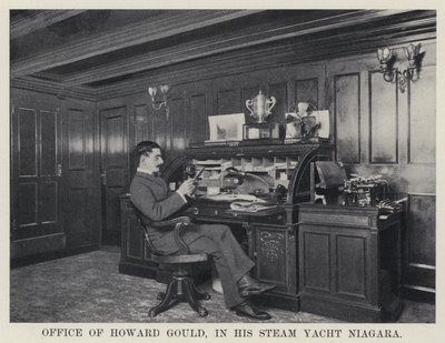 Escritório de Howard Gould, no seu Steam Yacht Niagara (foto a p/b) de American Photographer
