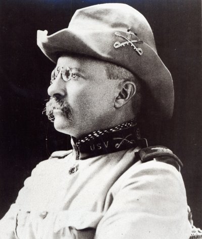 Theodore Roosevelt como Tenente-Coronel da 1ª Cavalaria Voluntária dos EUA em 1898 (foto a p/b) de American Photographer
