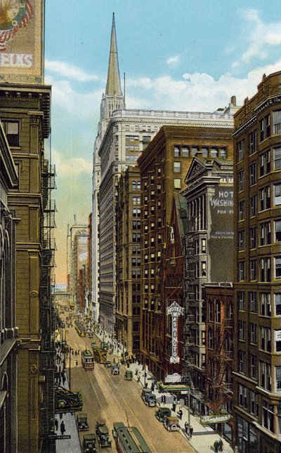 Washington Street, olhando para o leste da Wells Street (foto colorida) de American Photographer