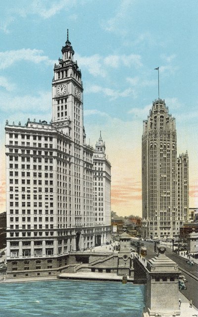 Edifício Wrigley e Tribune Tower (foto colorida) de American Photographer