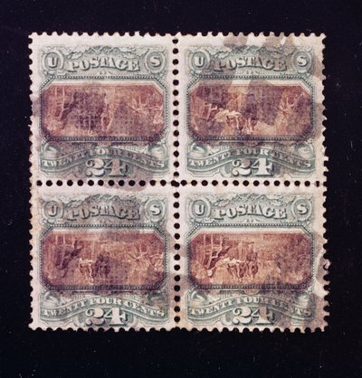 Assinatura de 24 centavos do bloco de Declaração de Independência de quatro, 1869 de American School