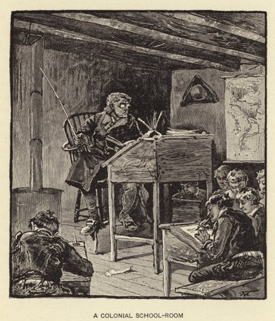 Uma sala de aula colonial (litografia) de American School
