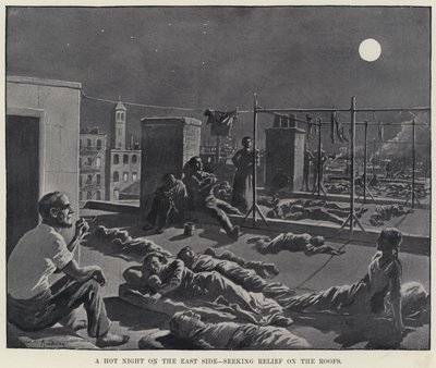 Uma Noite Quente no Lado Leste, procurando Alívio nos Telhados (litho) de American School