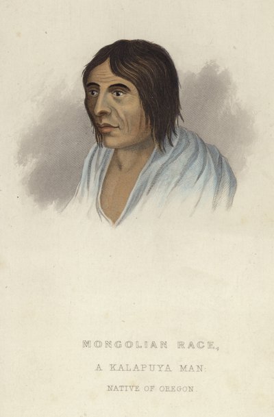 Um homem Kalapuya (gravura a cores) de American School