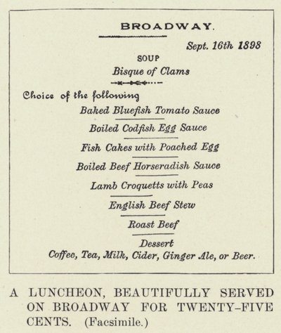 Um almoço, maravilhosamente servido na Broadway por vinte e cinco cêntimos, Facsimile (litho) de American School