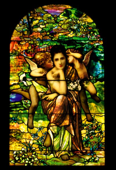 Uma janela de vidro favrile com chumbo e banhada, c.1895 de American School