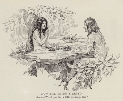 Adão e Eva no jardim do Éden (litografia) de American School