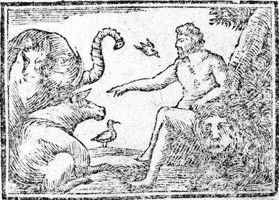 Adam nomeando os animais, ilustração de um resumo da história da Bíblia Sagrada, publicado em 1794 de American School