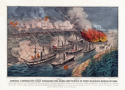 Frota do Almirante Farragut a atacar as Baterias Rebeldes em Port Hudson, 14 de Março de American School