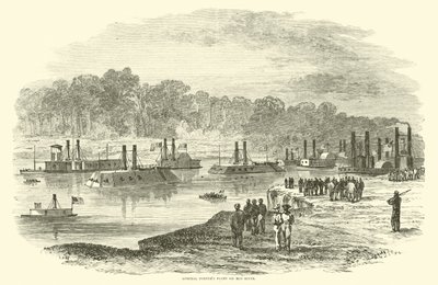 Almirante Porters frota no rio Vermelho, março de 1864 de American School