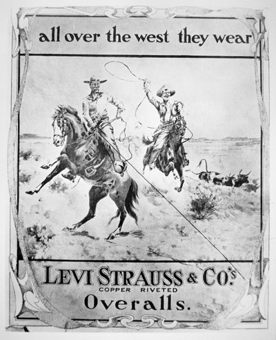 Anúncio para Levi Strauss & Co, c.1900 (litho) de American School
