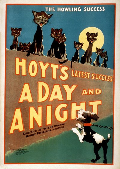 Propaganda para Charles Hoyts Um dia e uma noite, pub.1899 de American School