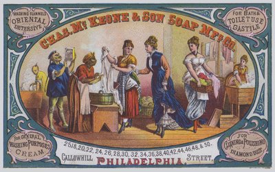 Anúncio para Charles McKeone & Son Soap Manufacturing Company, Philadelphia, Pennsylvania, EUA (color litho) de American School