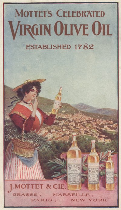 Anúncio para Mottets Celebrated Virgin Olive Oil, c.1900 de American School
