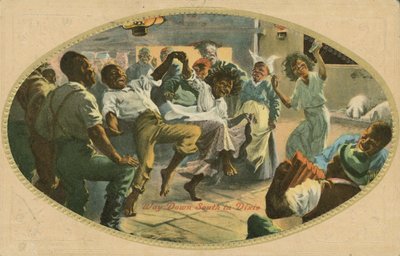 Dança afro-americana em Dixie (cor litho) de American School