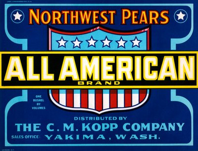 All American Brand Fruit Crate Label, c.1920 (litografia) de American School