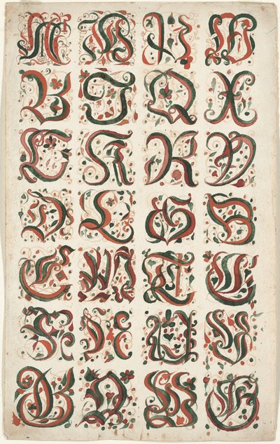 Alfabeto, pintura de fratura, c.1825-50 de American School