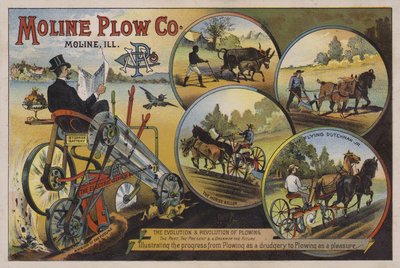 Cartão comercial americano anunciando o Moline Plough Company, Illinois, c1880s de American School