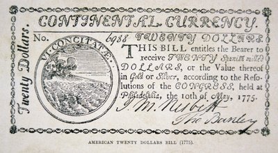 nota americana de 20 dólares de 1775 (litho) de American School