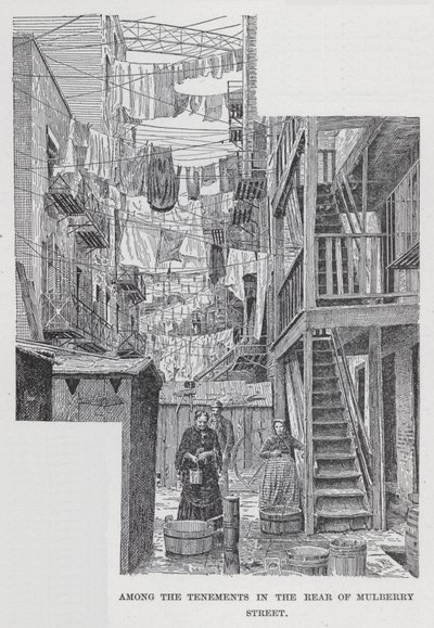 Entre os Cortiços na Traseira da Rua Mulberry (litho) de American School