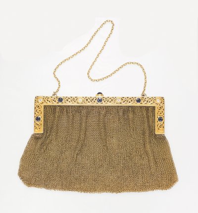 Uma bolsa de noite antiga, da Black, Starr & Frost, c.1890 (safira, diamante e malha de ouro) de American School