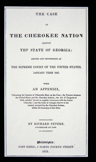 O trato anti-remoção, pela Nação Cherokee, em resposta à remoção forçada dos índios de sua terra natal de American School