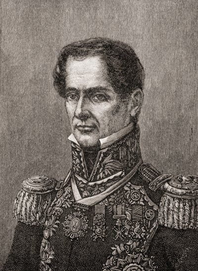António de Pádua María Severino López de Santa Anna y Pérez de Lebró, de "História da Nossa Pátria", publicado em 1905 (gravura) de American School