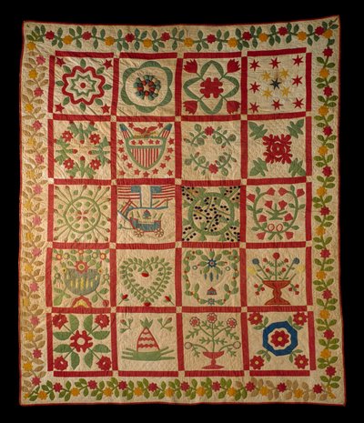 Applique Album Quilt, L & M, 1860 (algodão) de American School