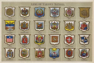 Arms of Various Nations (cor litho) de American School