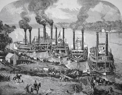Batalha de Shiloh, também conhecida como Pittsburg Landing, abril de 1862 (litho) de American School