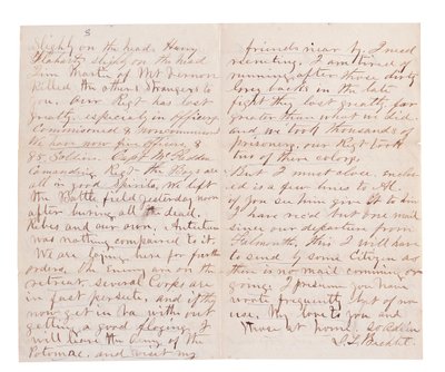 Carta de relatório de batalha de G. L. Brehct (caneta e tinta sobre papel) de American School