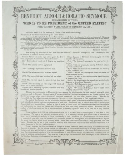 Benedict Arnold e Horatio Seymour! Quem é para ser presidente , em 19 de setembro de 1864 de American School