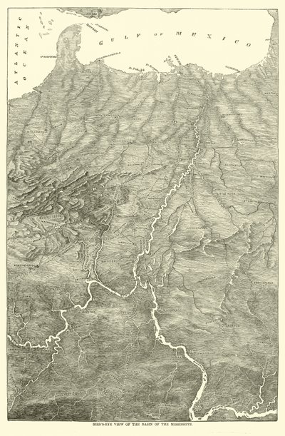 Visão panorâmica da bacia do Mississippi, 1862 de American School