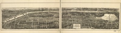 Vista aérea daquela porção das alas 23 e 24 da cidade de Nova York, situada a oeste da ferrovia New York e Harlem, e do Grand Boulevard e Concourse que conecta a Ilha de Manhattan com o sistema de parques ao norte do Rio Harlem de American School